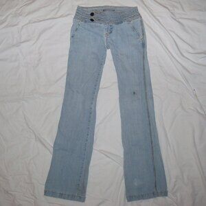 PAPAYA Y2K Vintage Super Low Rise Light Wash Belted Jeans Women's XXS/XS